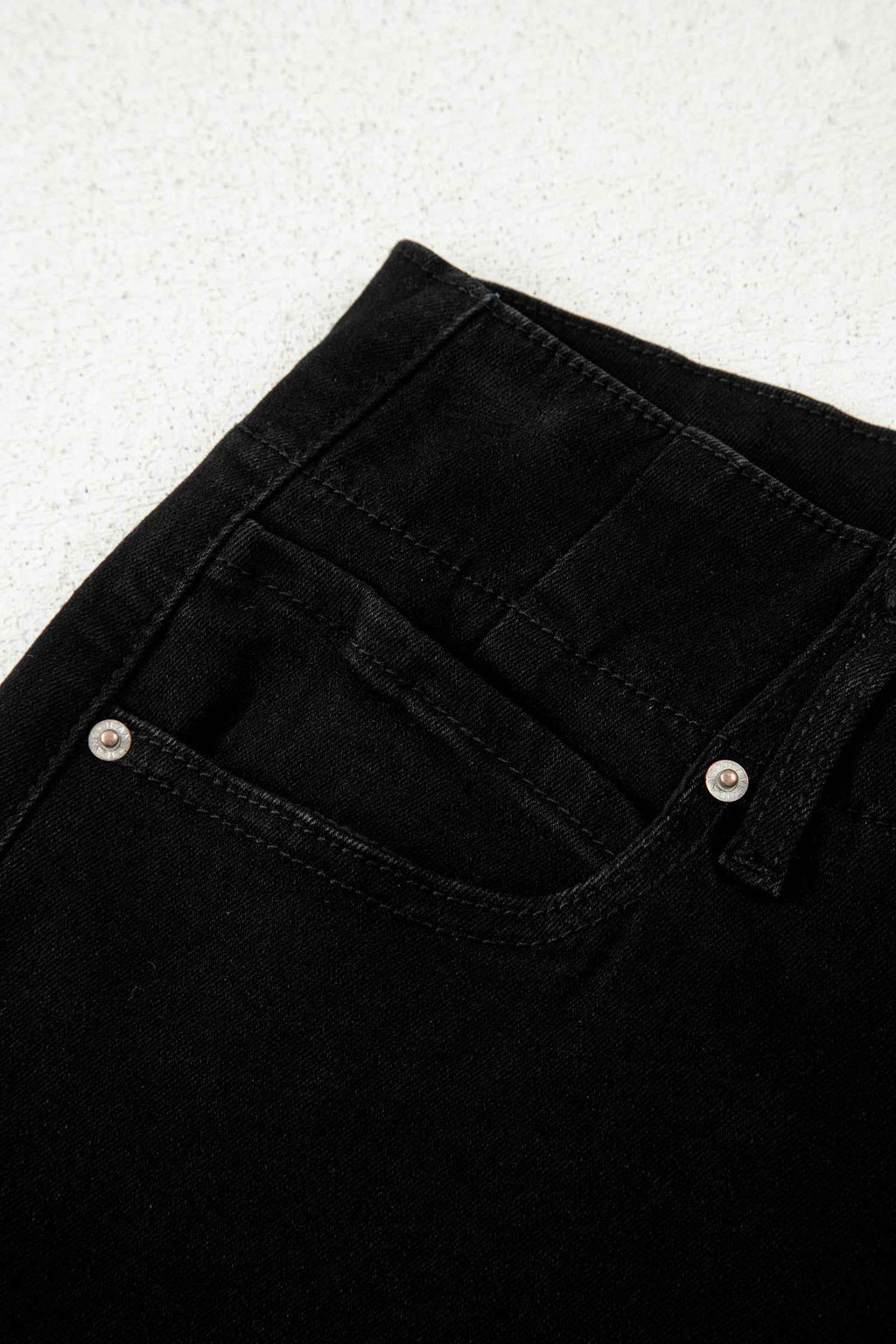 Black 2-Button High Waist Wide Leg Jeans
