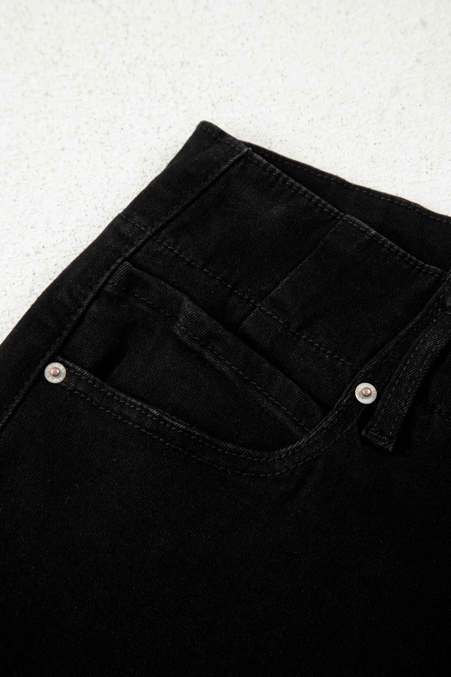 Black 2-Button High Waist Wide Leg Jeans