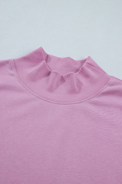 Yellow Solid Color High Neck Cap Sleeve Loose Top