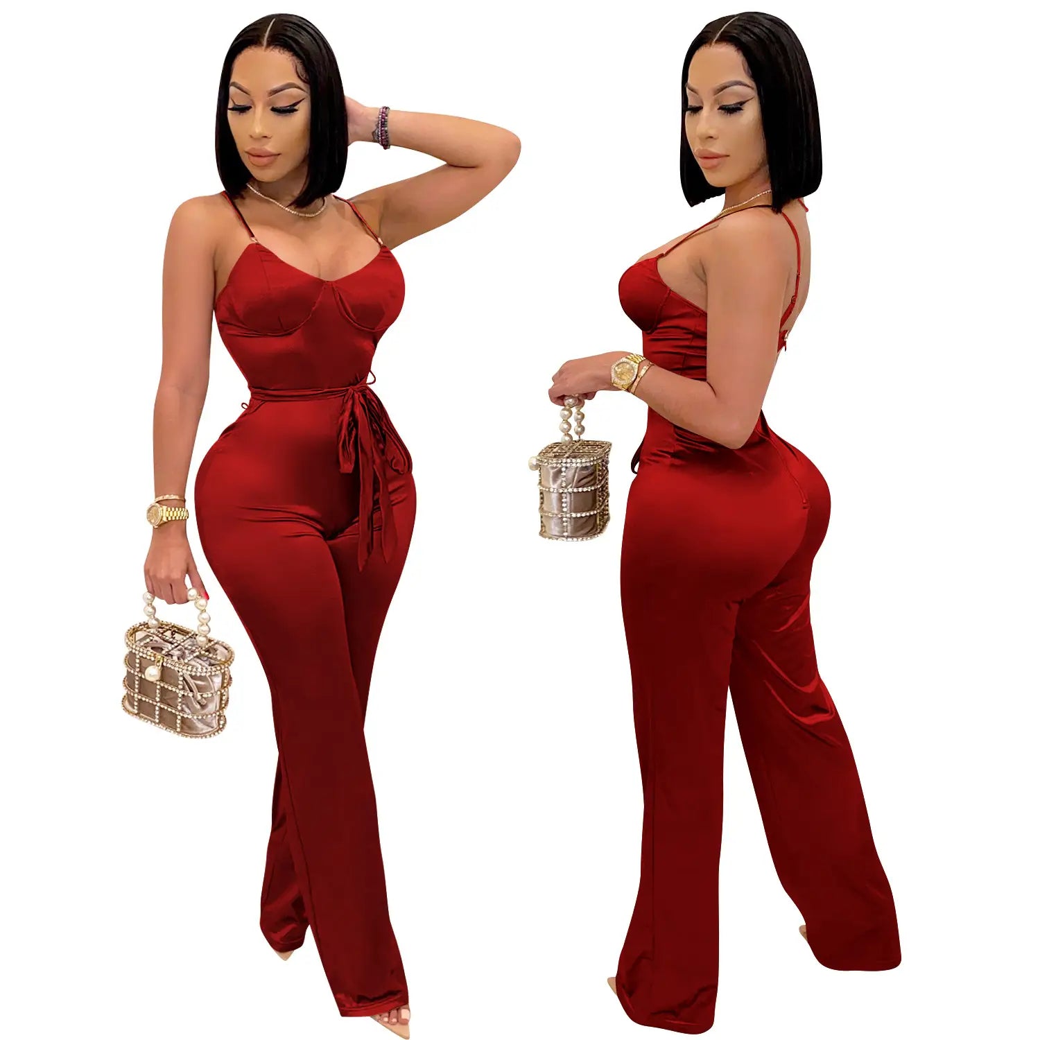 Fashionsexy jumpsuit straight leg pants casual elegant commute