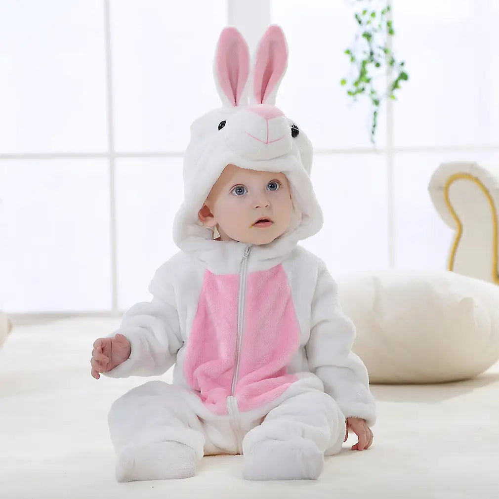 Flannel children’s crawling clothes baby clothes long sleeved hoodie newborn cartoon jumpsuit