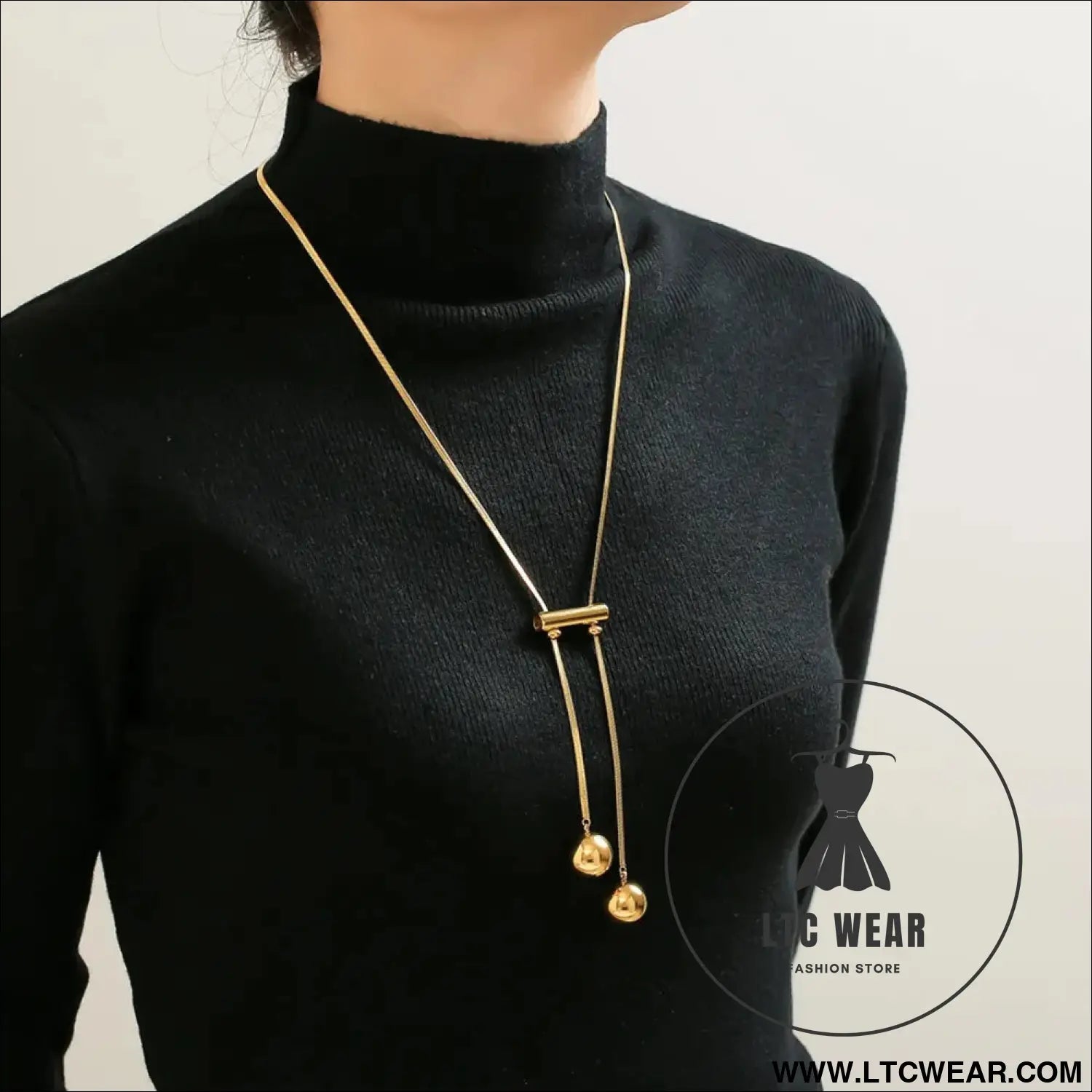 18k gold-plated titanium steel hollow bead necklace - gold / one size