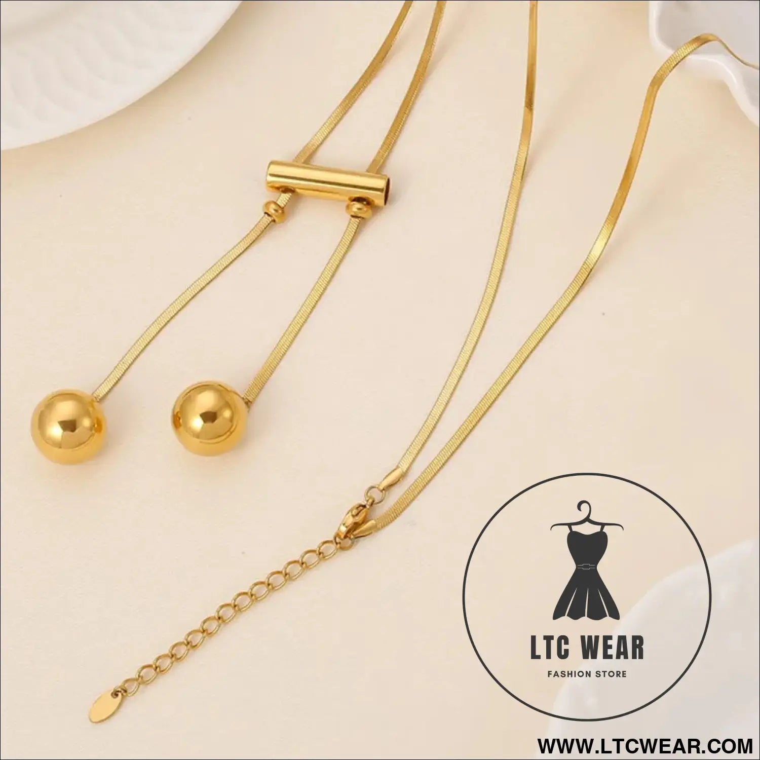 18k gold-plated titanium steel hollow bead necklace - gold / one size