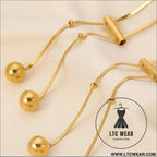 18k gold-plated titanium steel hollow bead necklace - gold / one size