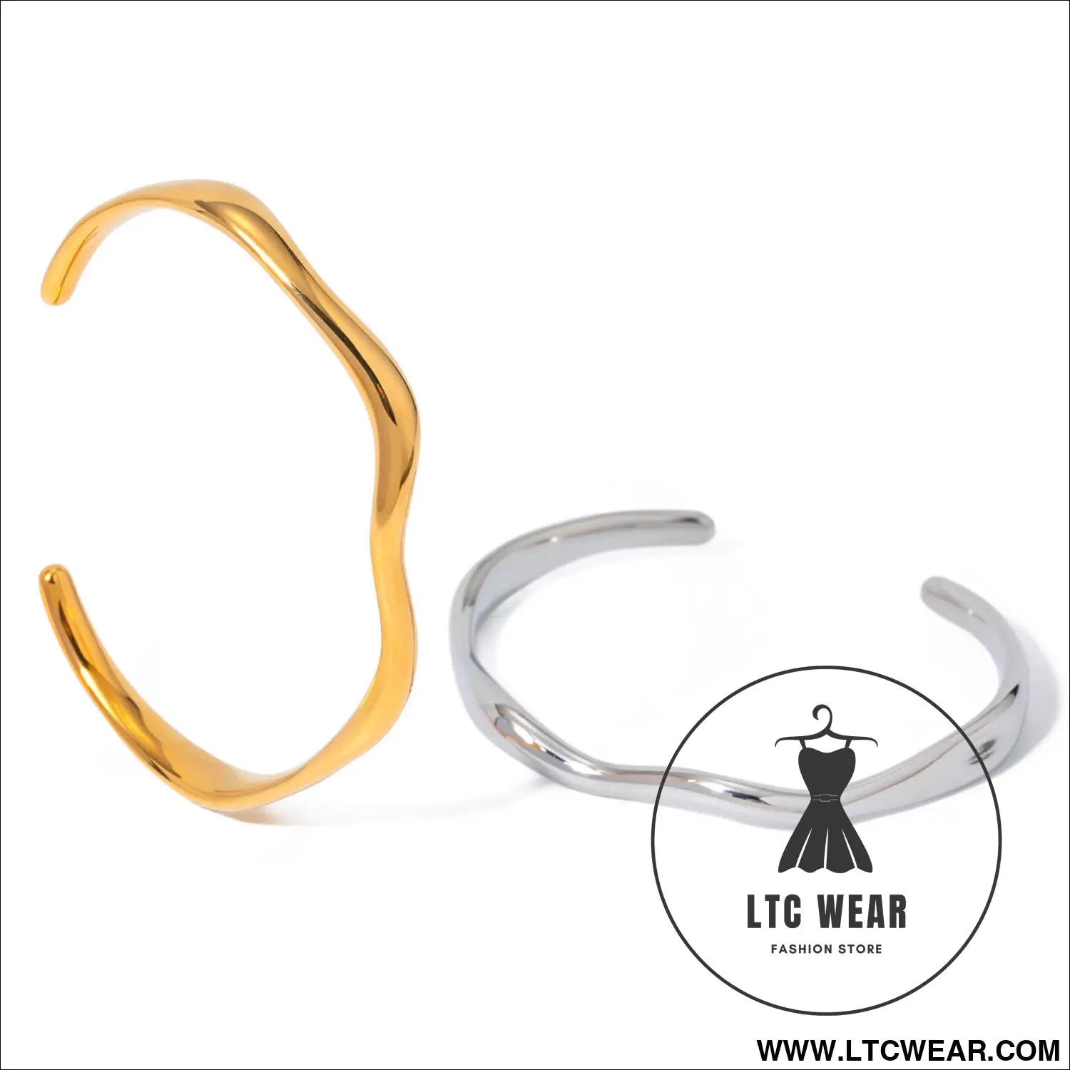 18k gold stainless steel fine ripple open bangle ins minimalist trendy titanium steel bracelet for women