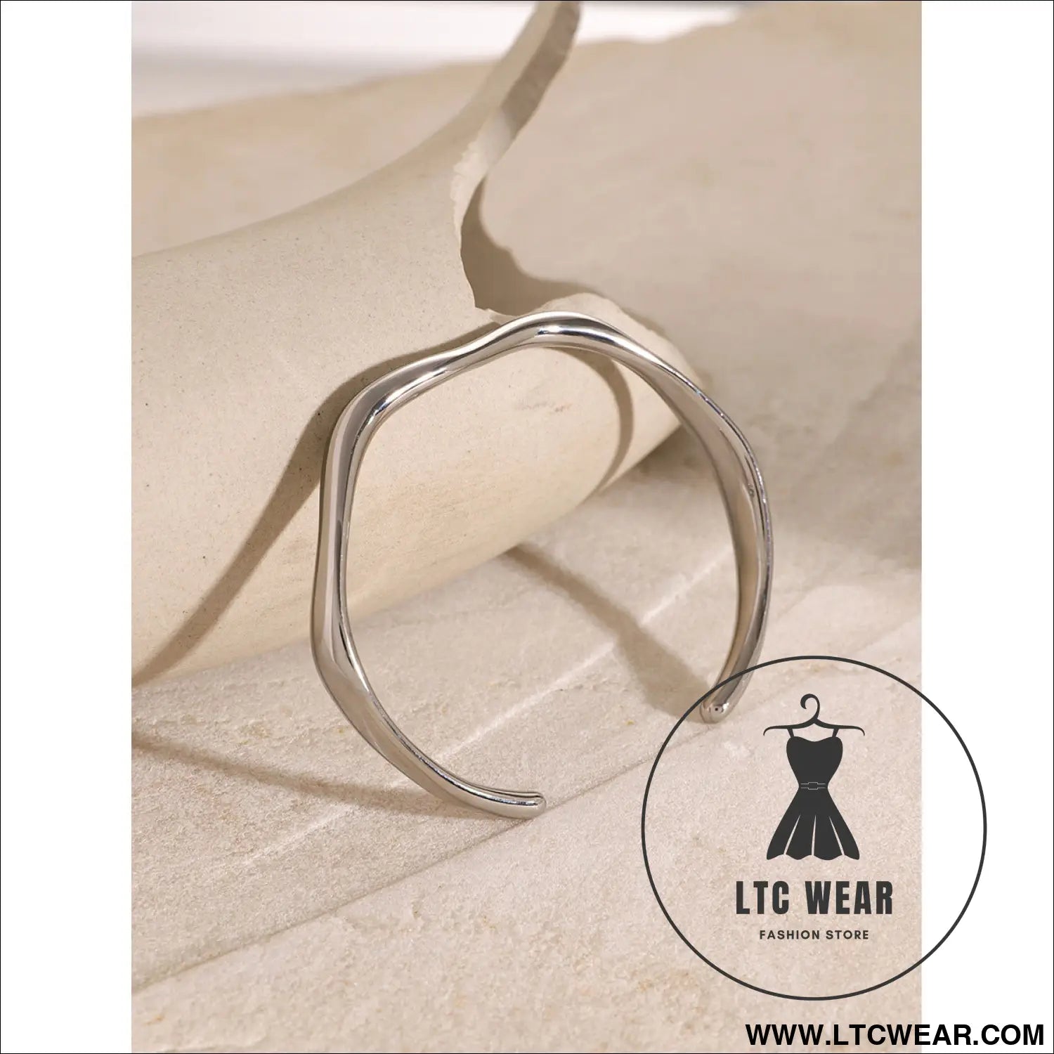 18k gold stainless steel fine ripple open bangle ins minimalist trendy titanium steel bracelet for women