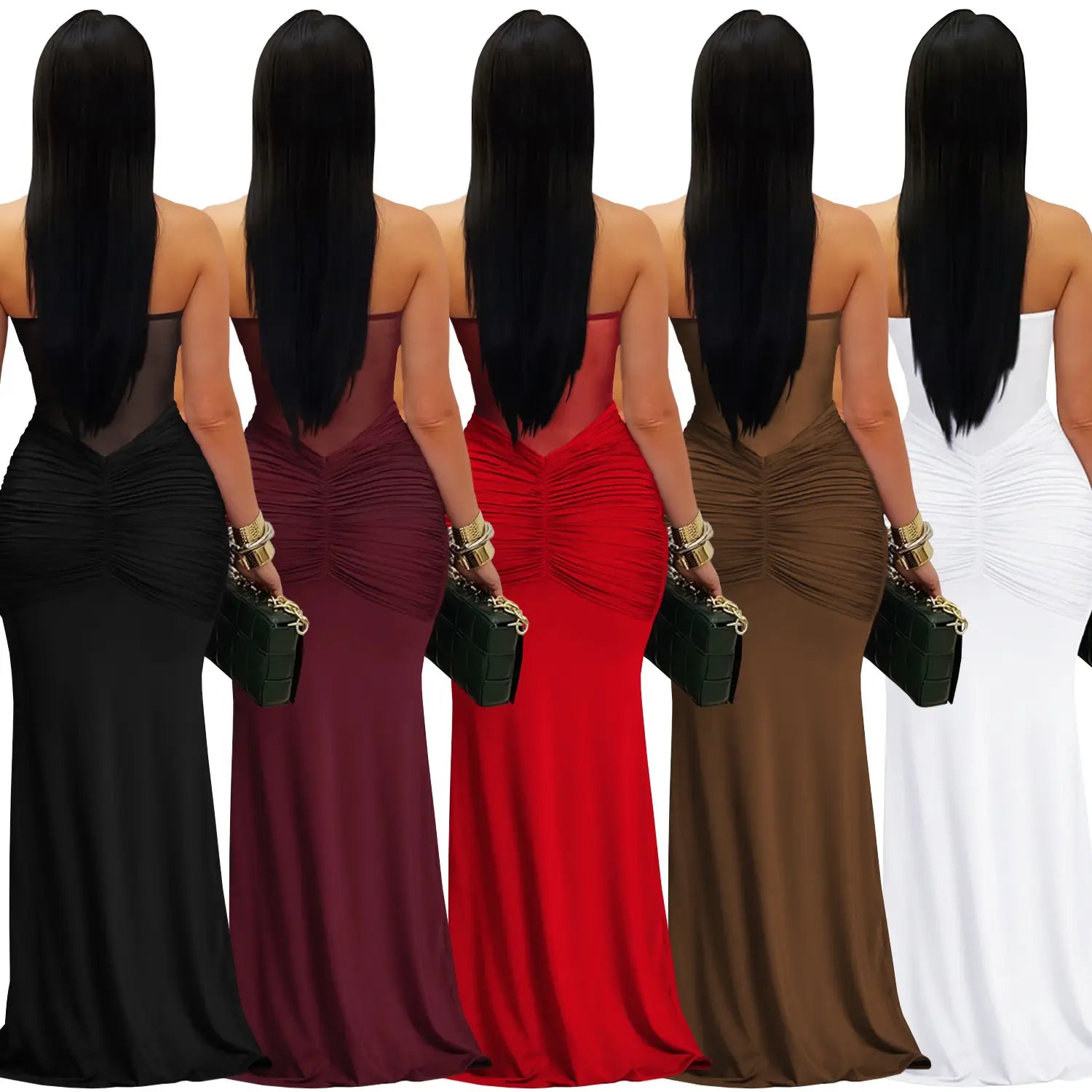 Fashion women’s sexy sheer mesh halter tie-back dress