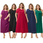 Silk Satin Oversized Sleepwear for Women Summer Short Sleeve Long Nightdress Loose Casual Loungewear Women