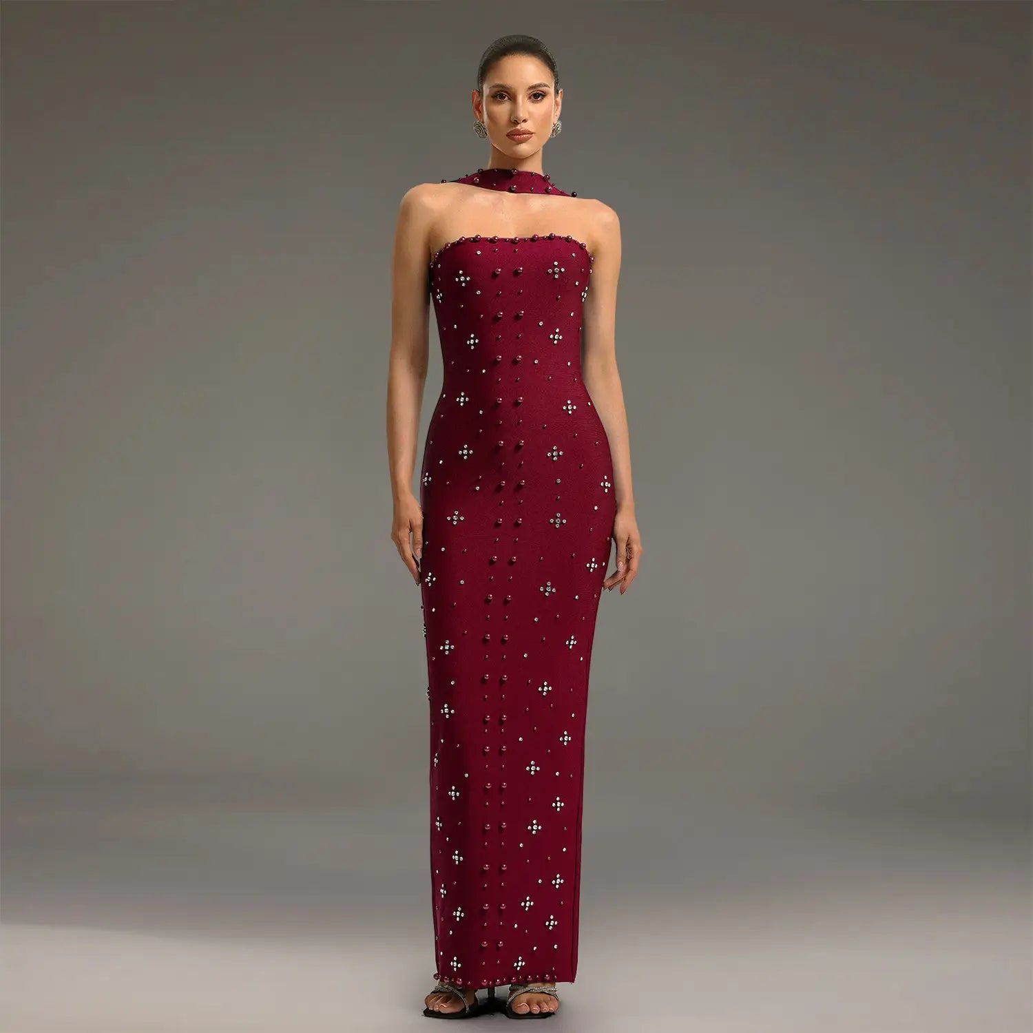 Elegant Embellished Bodycon Strapless Dress for Women