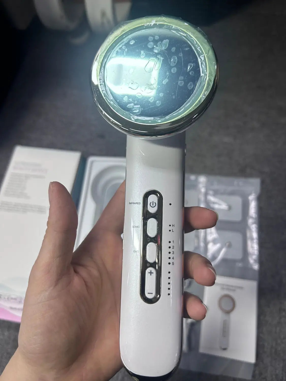 Ems body sculpting device with 5 modes rechargeable far infrared & ultrasonic fat burning slimming beauty instrument