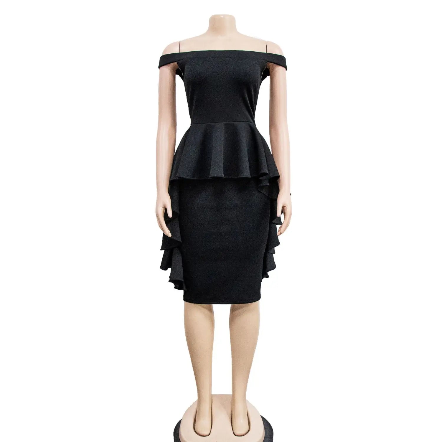 Fashion women’s solid color sleeveless ruffle hem mini dress