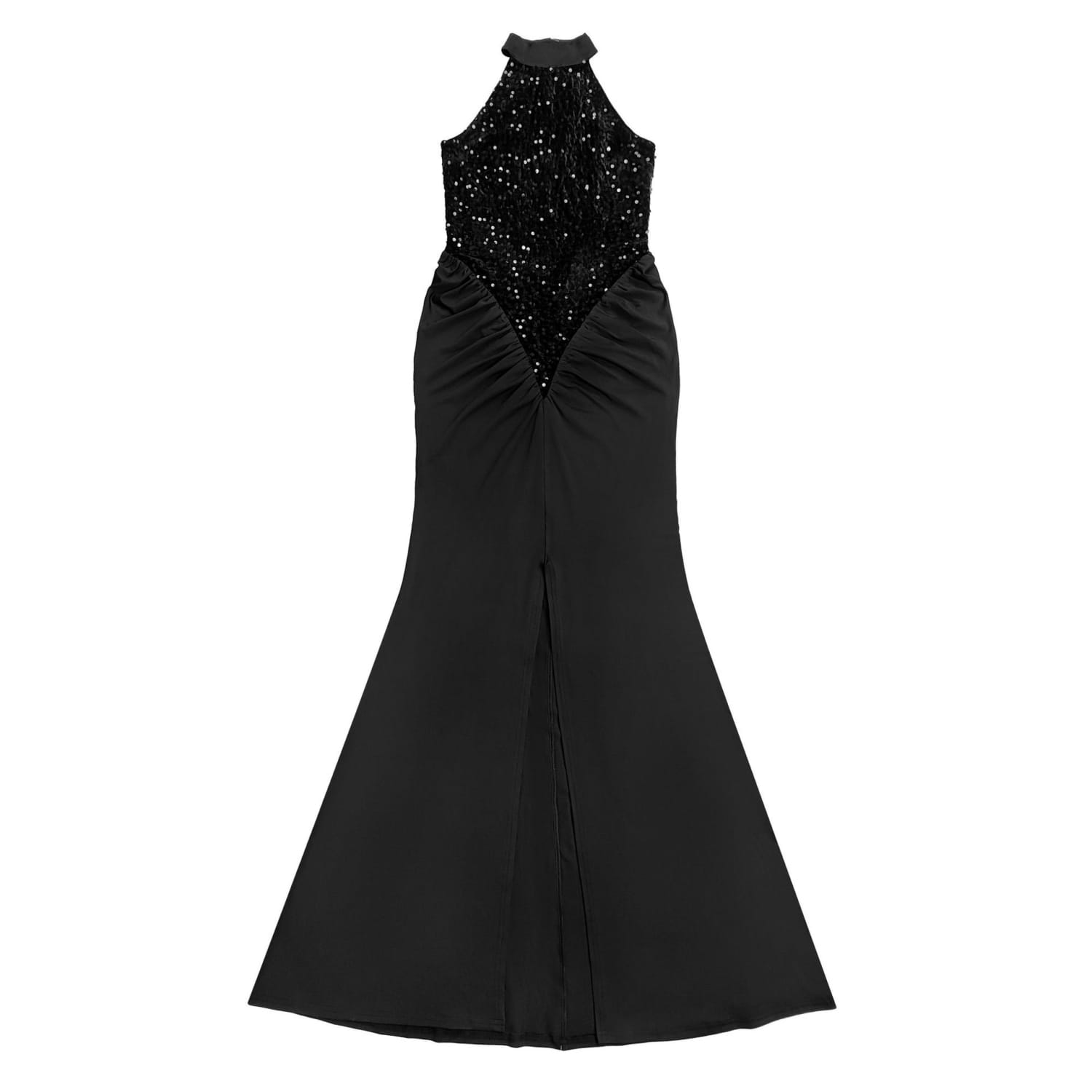Fashion women’s sexy fitted sequin velvet split dress