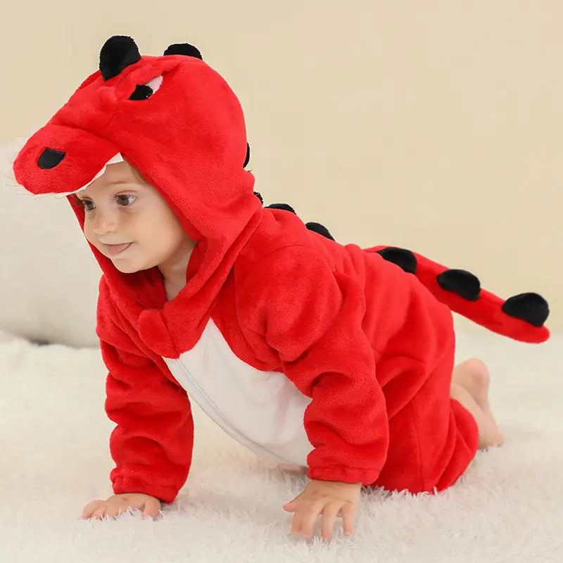 New children’s flannel crawling clothes baby jumpsuit baby pajamas cross-border dinosaur jumpsuit