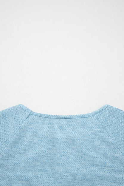 Moonlight Jade Textured Raglan Sleeve Knit Loose Top