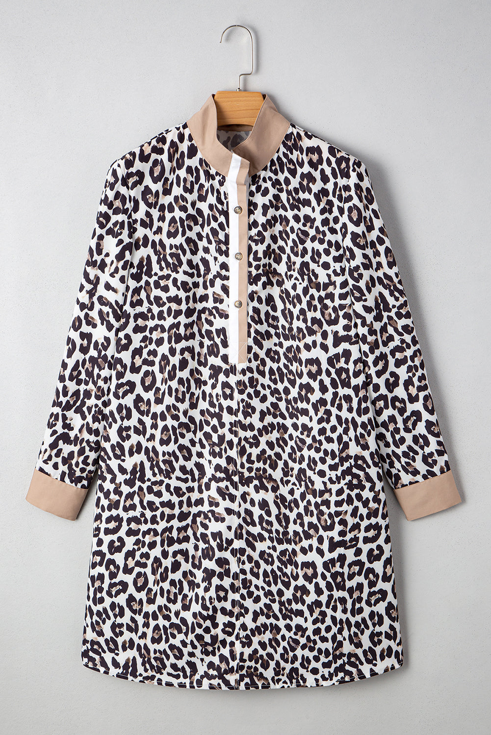 Multicolour Leopard Print Patchwork Collar Flowy Mini Dress