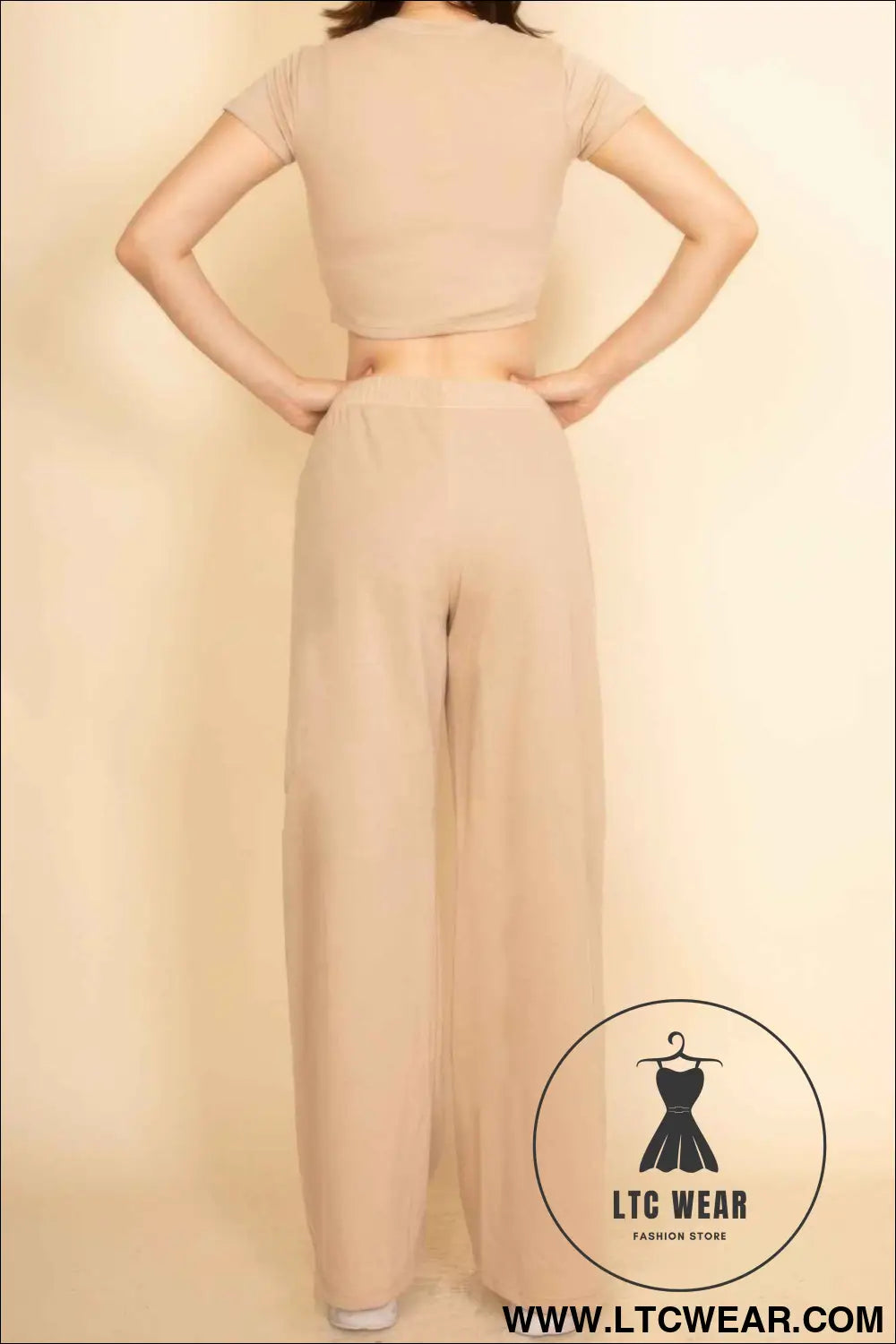 2-piece Crop Tee & Wide Leg Lounge Pants Set
