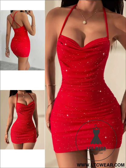 2025 Black Sequin Strappy Backless Bodycon Evening Gown