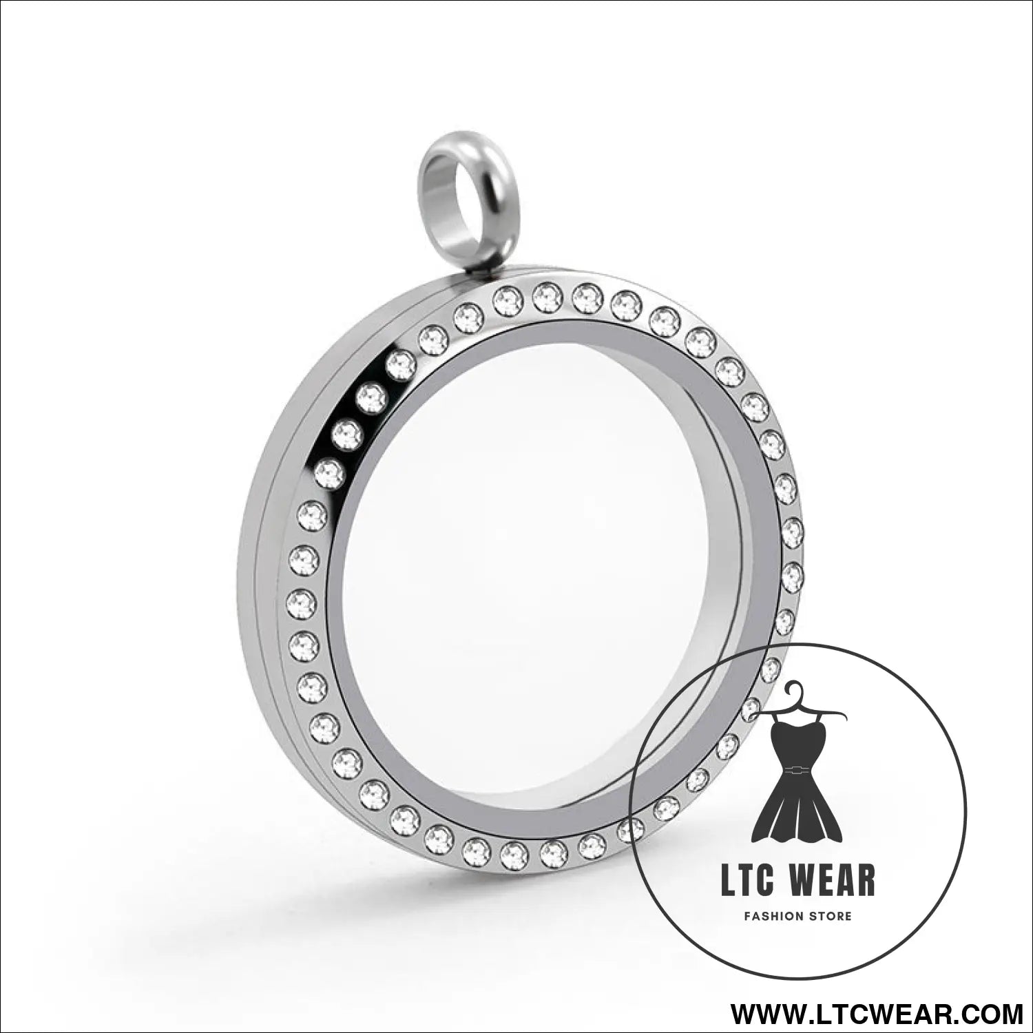 20mm/25mm/30mm glass floating lockets pendant stainless steel magnetic twist closure jewelry - diamond-set version
