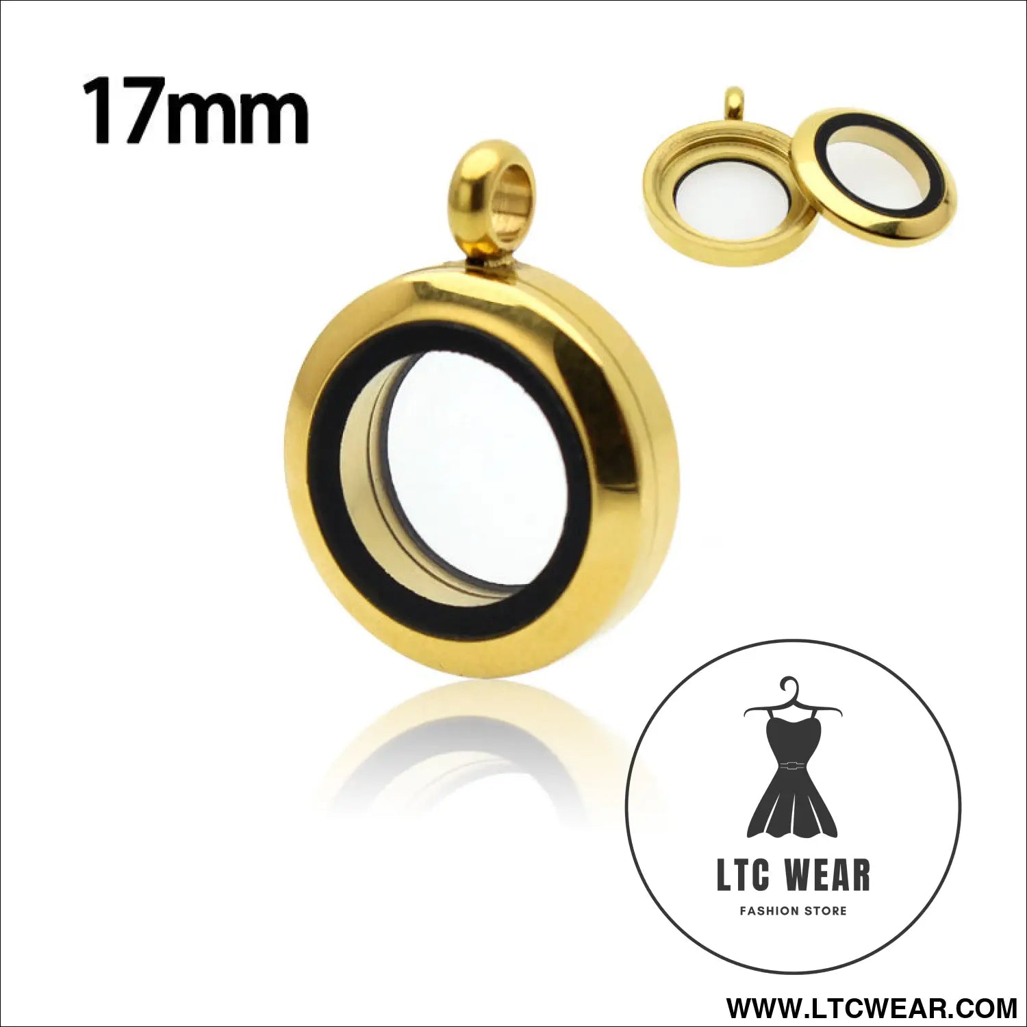 20mm/25mm/30mm glass floating lockets pendant stainless steel magnetic twist closure jewelry - standard version gold