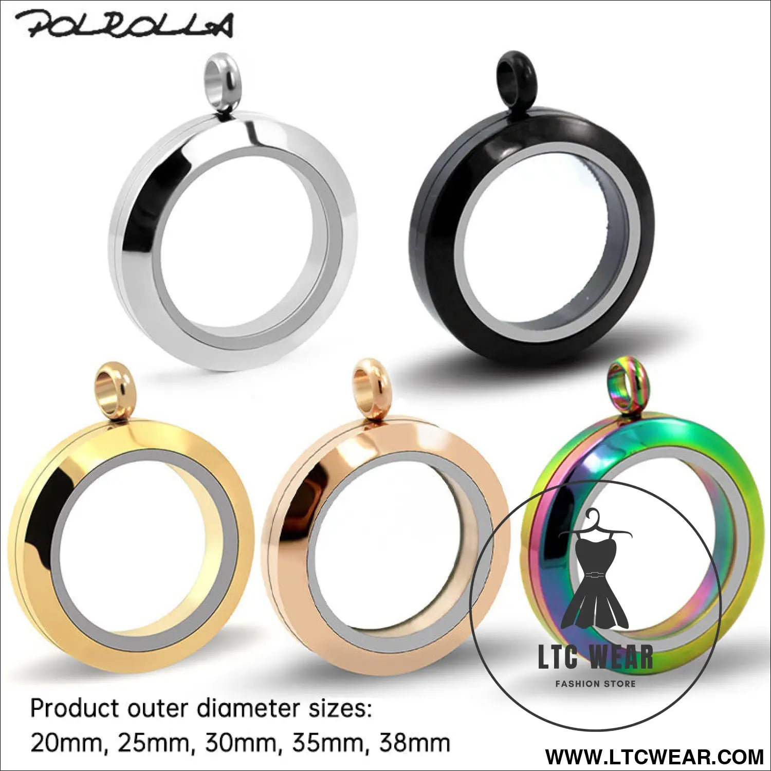 20mm/25mm/30mm glass floating lockets pendant stainless steel magnetic twist closure jewelry