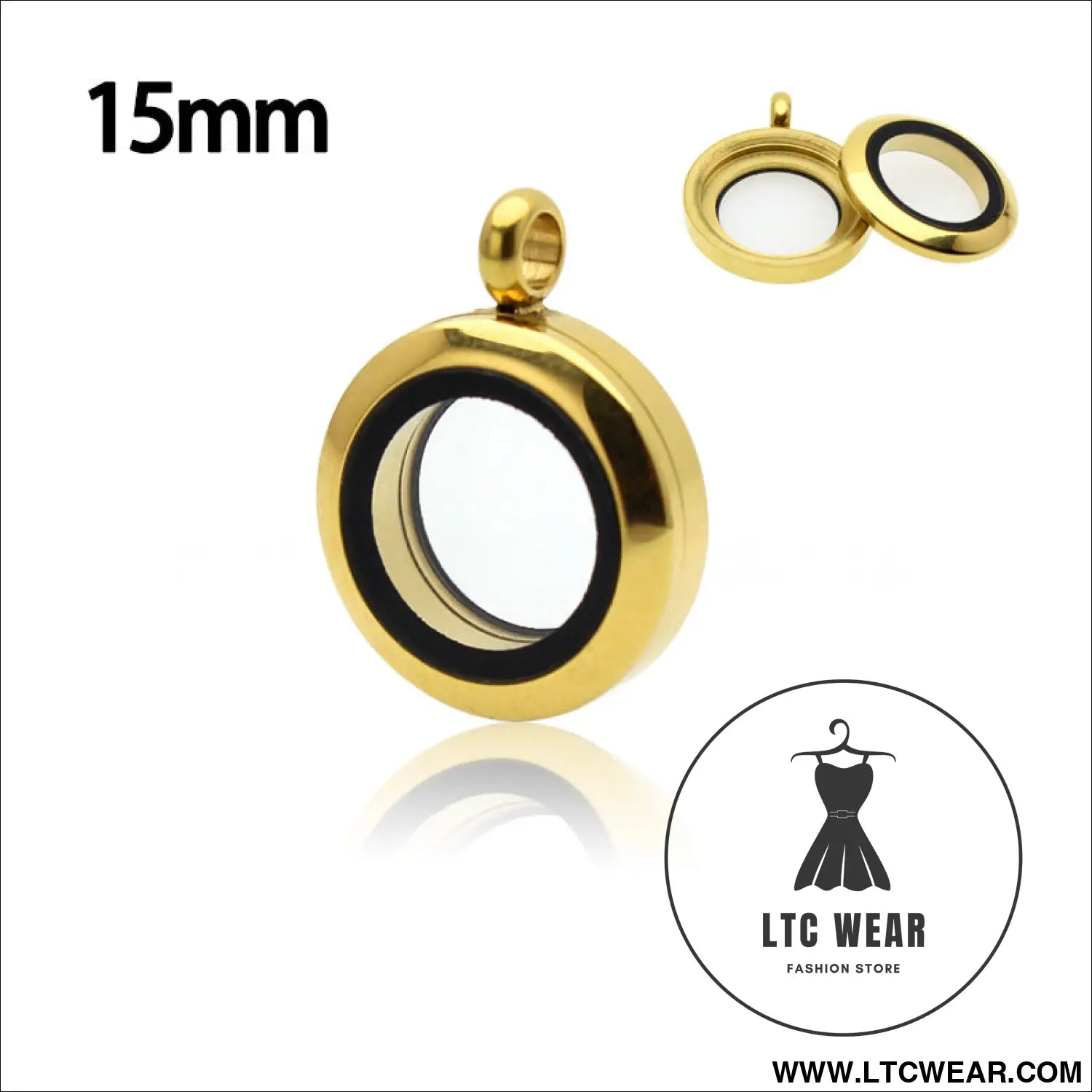 20mm/25mm/30mm glass floating lockets pendant stainless steel magnetic twist closure jewelry - standard version gold