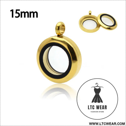 20mm/25mm/30mm glass floating lockets pendant stainless steel magnetic twist closure jewelry - standard version gold