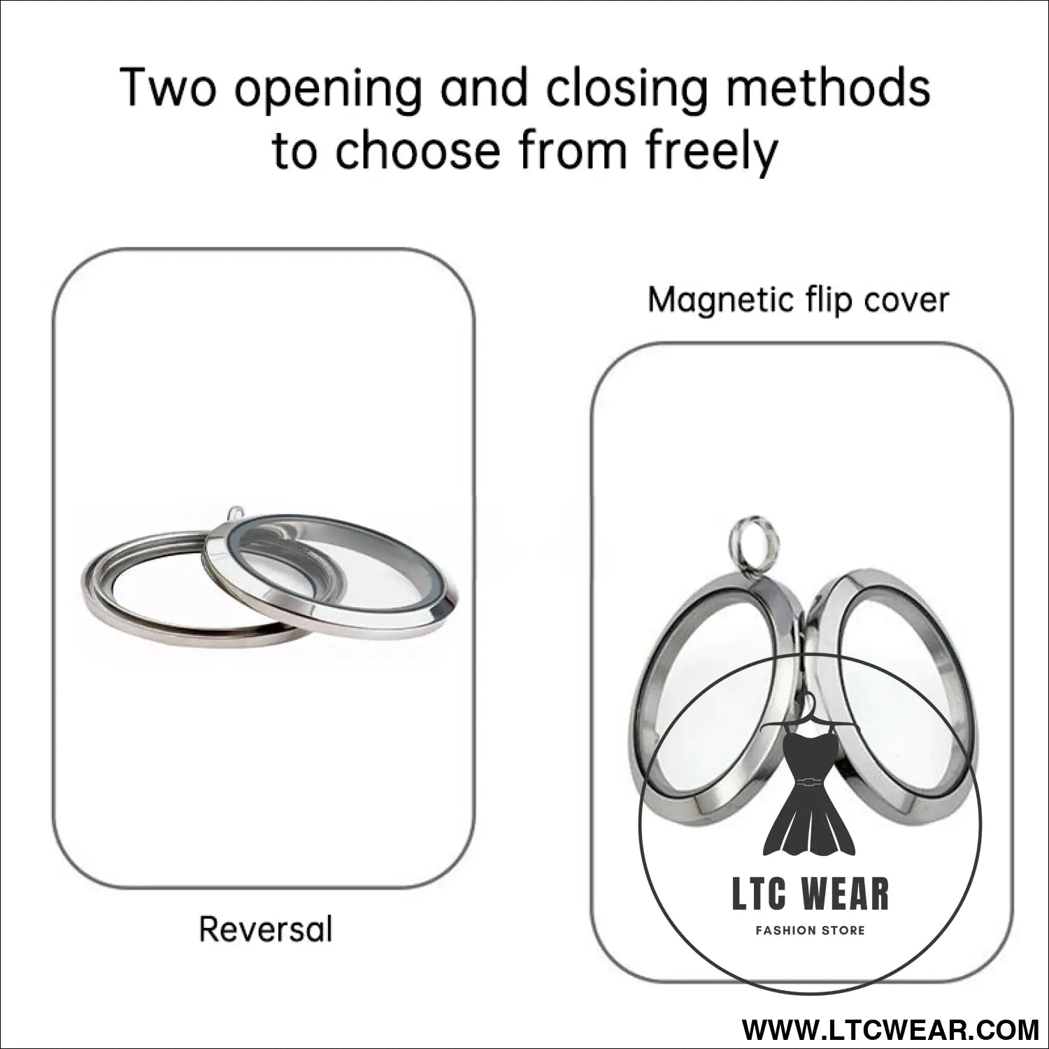 20mm/25mm/30mm glass floating lockets pendant stainless steel magnetic twist closure jewelry