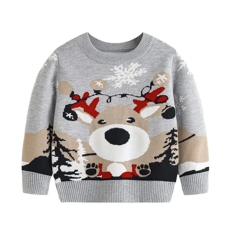 Christmas cartoon deer sweater baby base pullover knit sweater