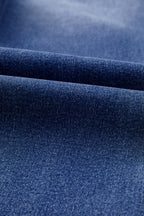 Dark Blue Whiskered Wash Raw Hem Cropped Jeans