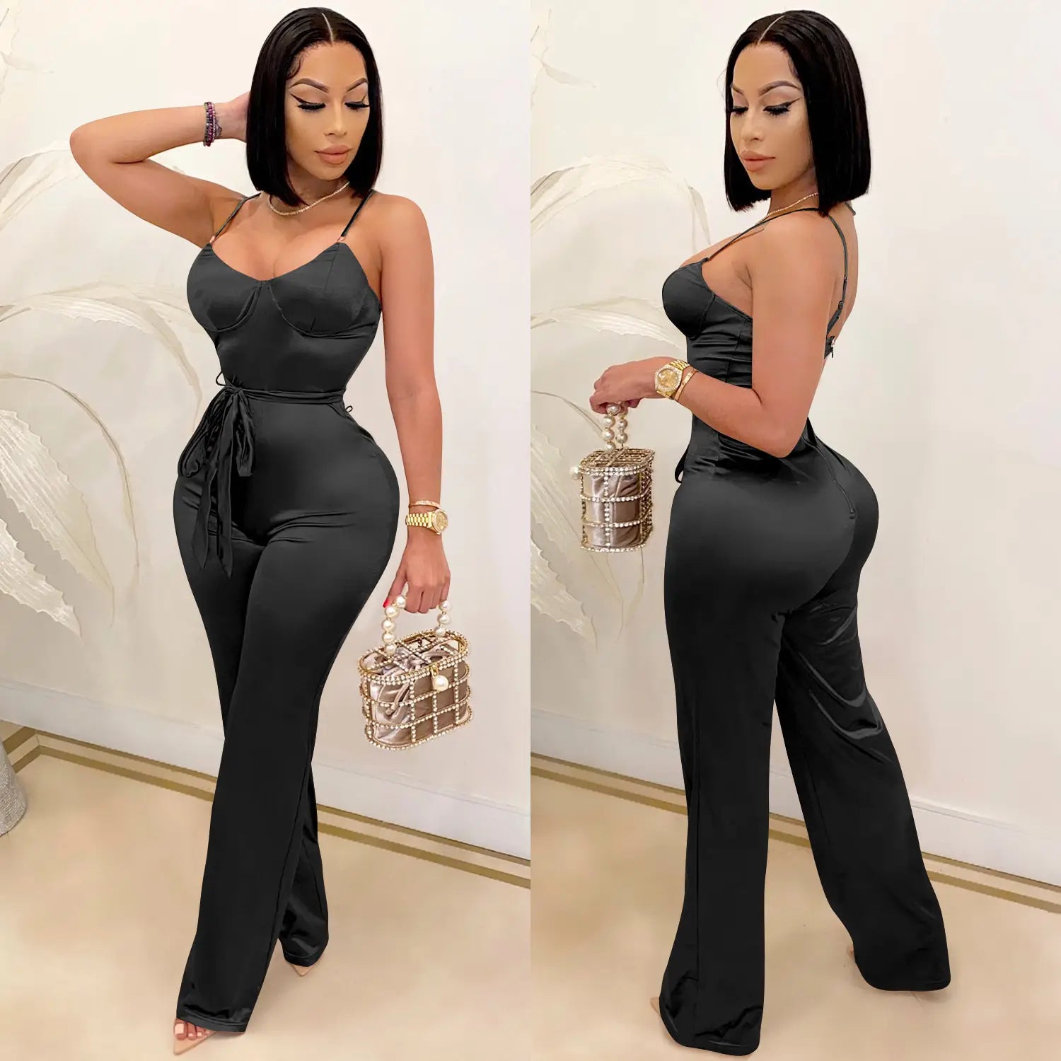 Fashionsexy jumpsuit straight leg pants casual elegant commute