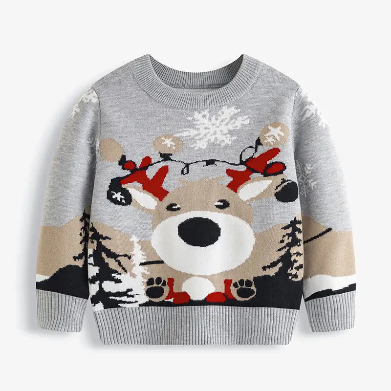 Christmas cartoon deer sweater baby base pullover knit sweater