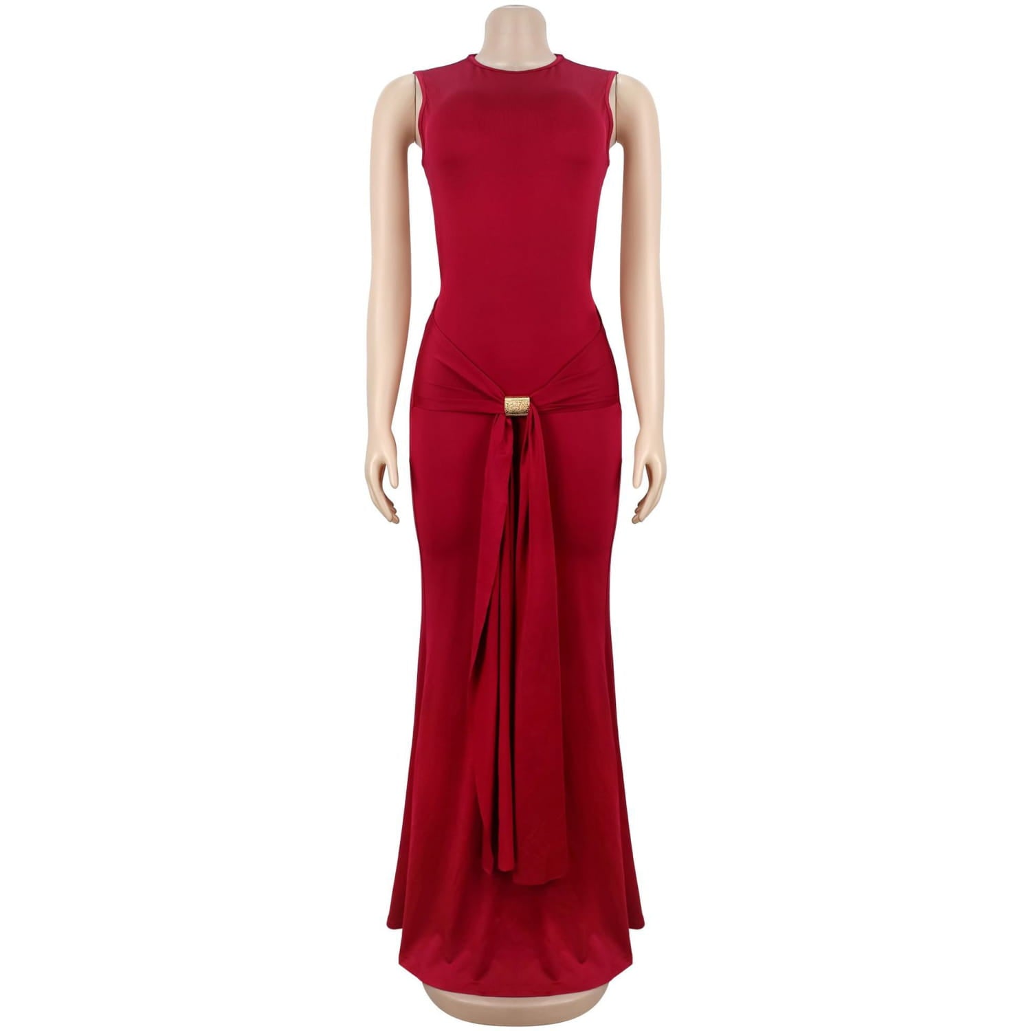 Fashion women’s elegant solid color slim backless dress