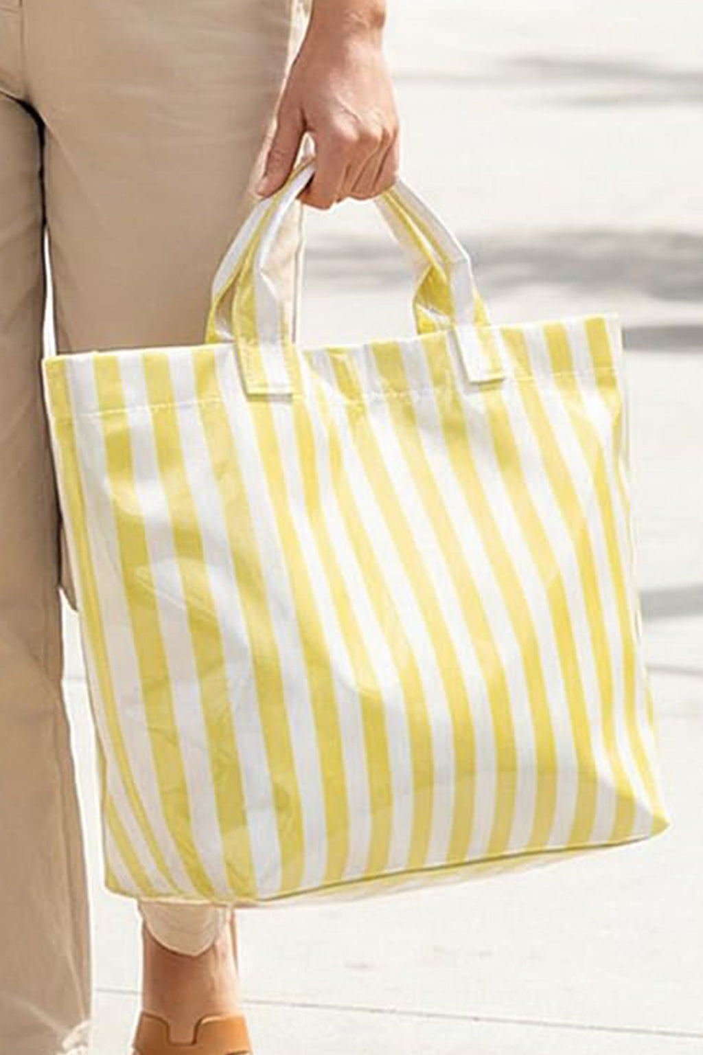 Color black Glossy Striped Vinyl Large Tote Bag