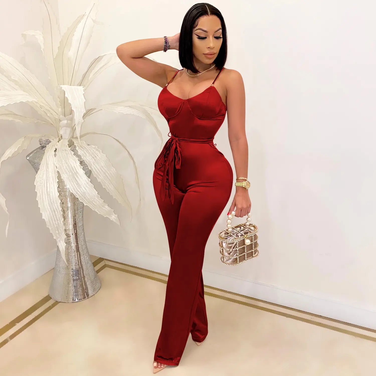 Fashionsexy jumpsuit straight leg pants casual elegant commute