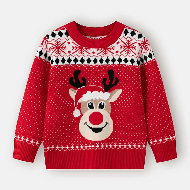 Children’s christmas sweater cartoon deer base pullover knit sweater