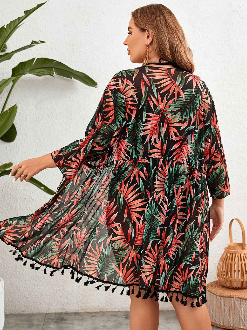 Tropical VNeck Plus Size Blouse for Chic Style