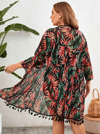 Tropical VNeck Plus Size Blouse for Chic Style