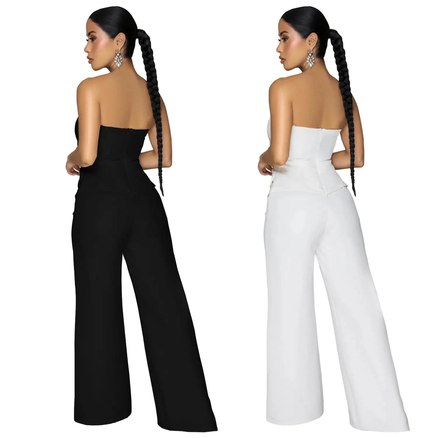 Fashion women’s sexy strapless backless casual wide-leg jumpsuit