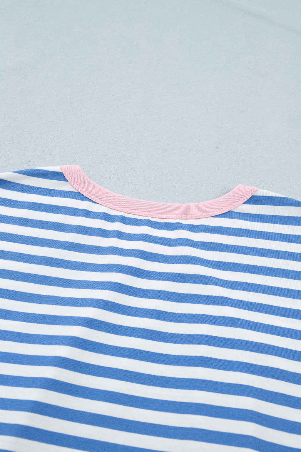 Sky Blue Stripe Nautical Tie Contrast Trim Round Neck T Shirt Mini Dress