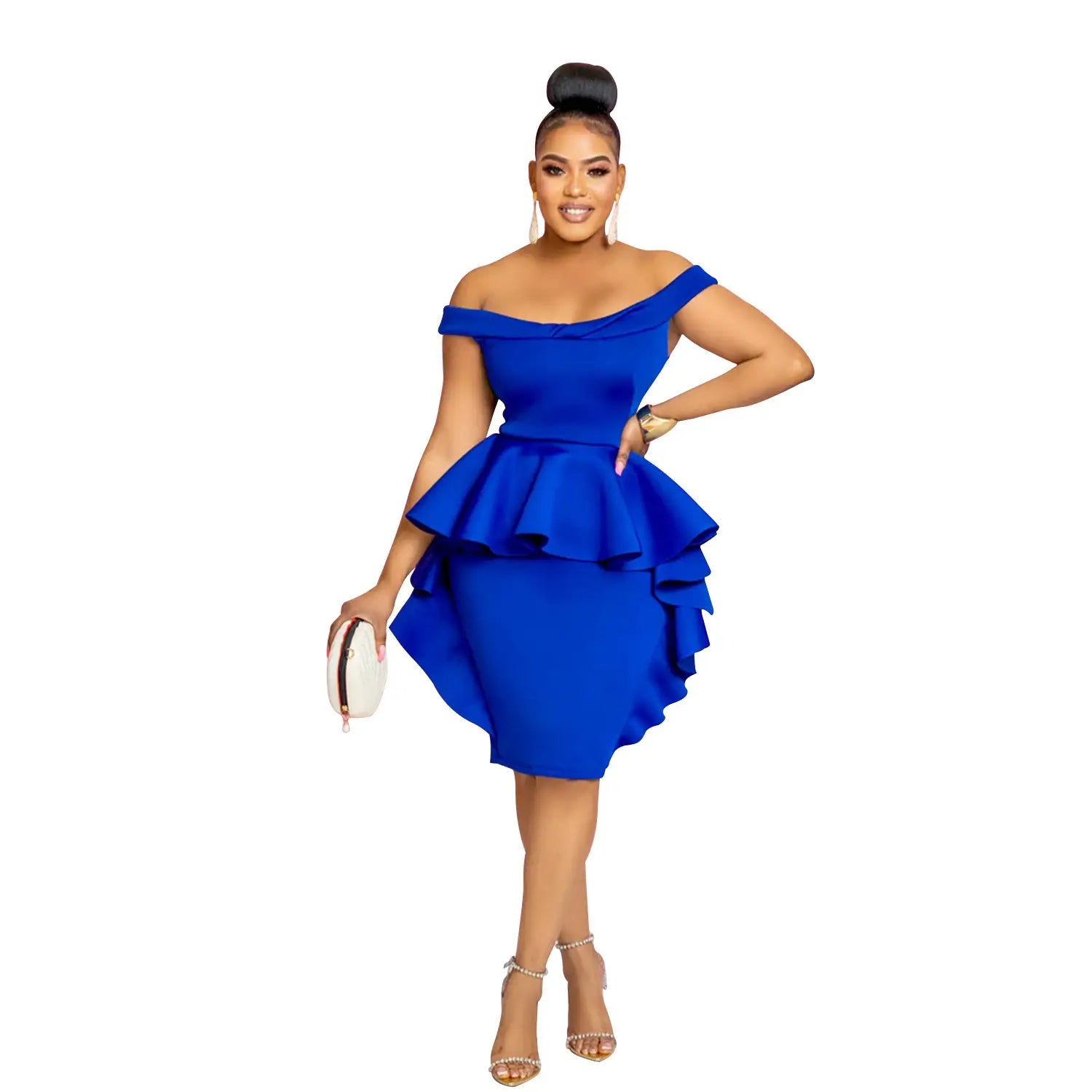 Fashion women’s solid color sleeveless ruffle hem mini dress