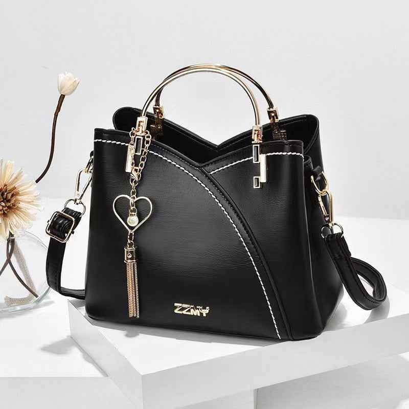 Color-blocked  large-capacity shoulder bag with high-quality crossbody design