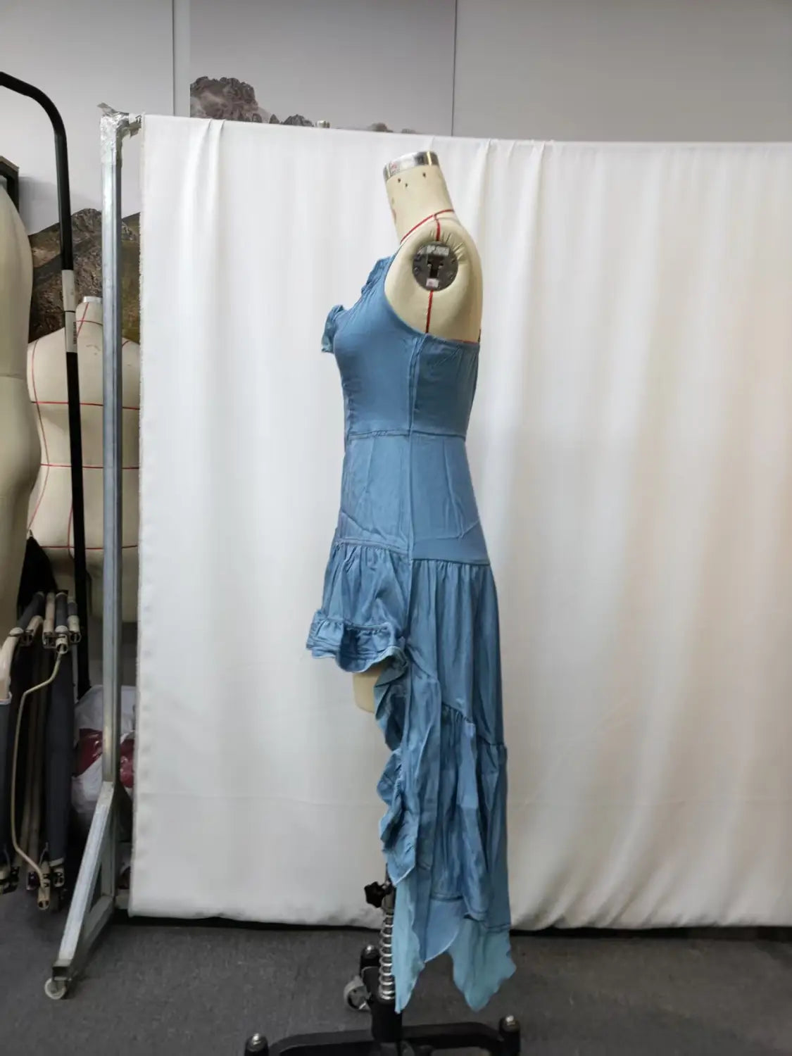 Retro Western Countryside Style Ruffle Midi Dress for Women