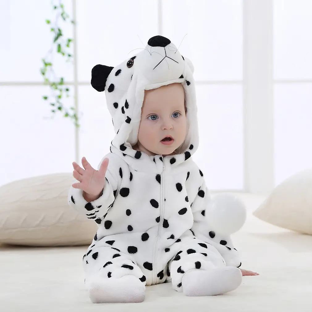 Flannel children’s crawling clothes baby clothes long sleeved hoodie newborn cartoon jumpsuit