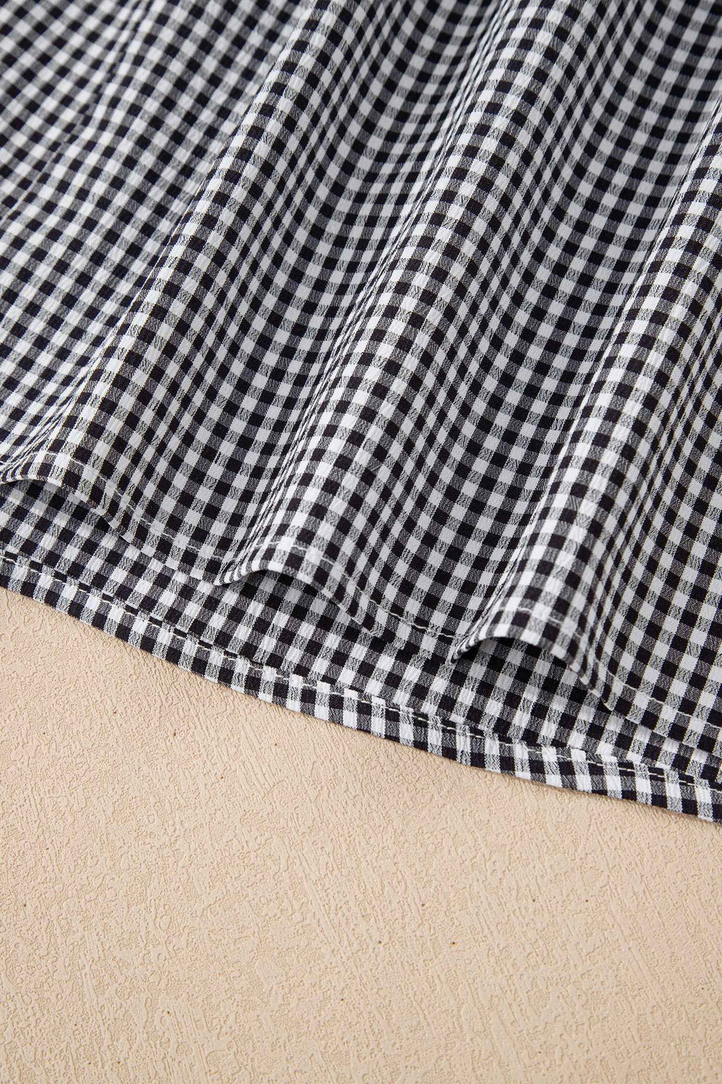 Black Plus Size Plaid Bow Decor Bell Sleeve Round Neck Jumper