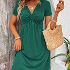 Elegant VNeck Twist Pencil Dress  KneeLength Midi