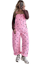 Jet Stream Polka Dot Print Bib Pocket Denim Barrel Overalls Jumpsuit