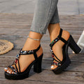 Bohemian Chic Summer Chunky Heel Fashion Sandals