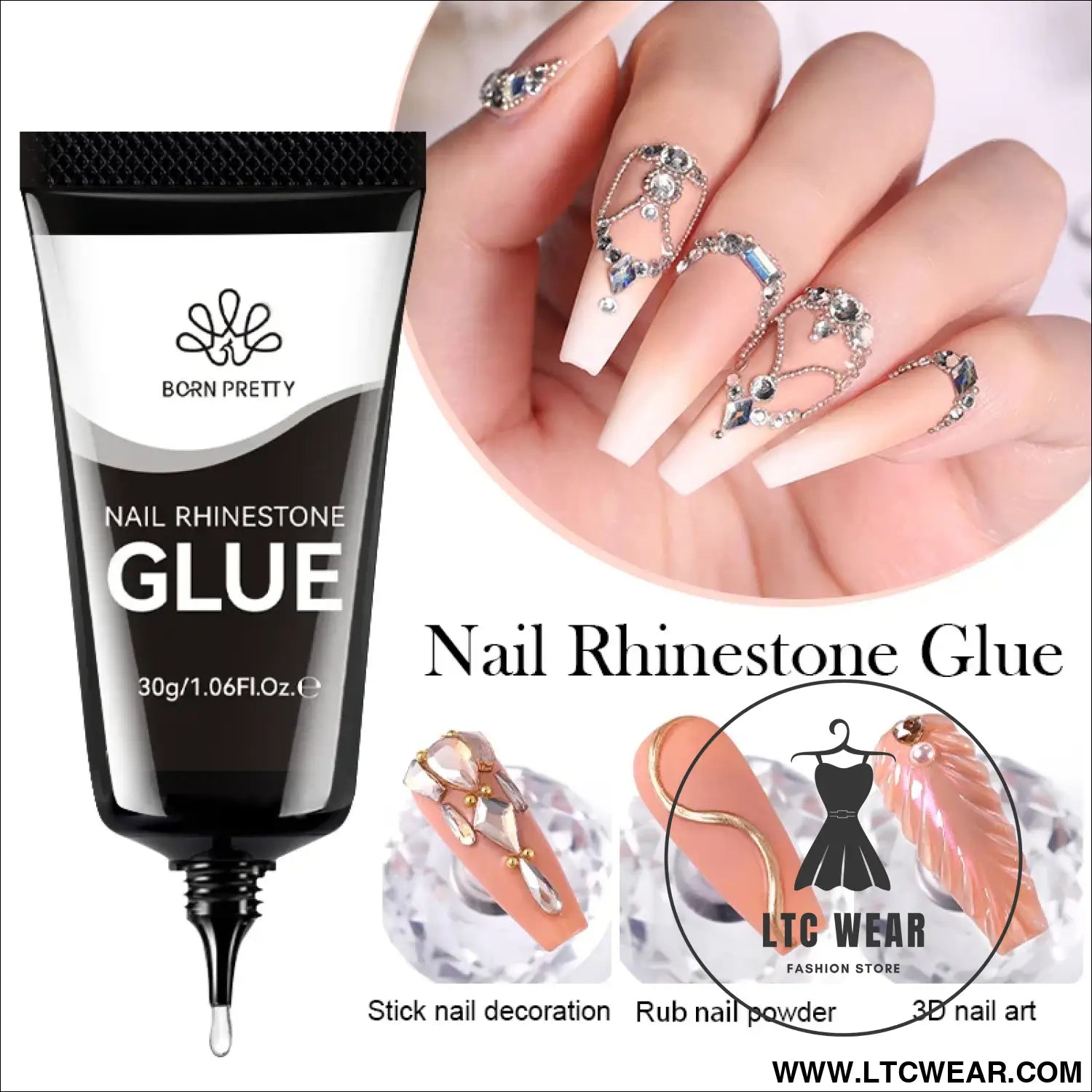 30ml Rhinestone Glue Gel: Elevate Your Nail Art Game - L.T.C Wear Online Fashion Store
