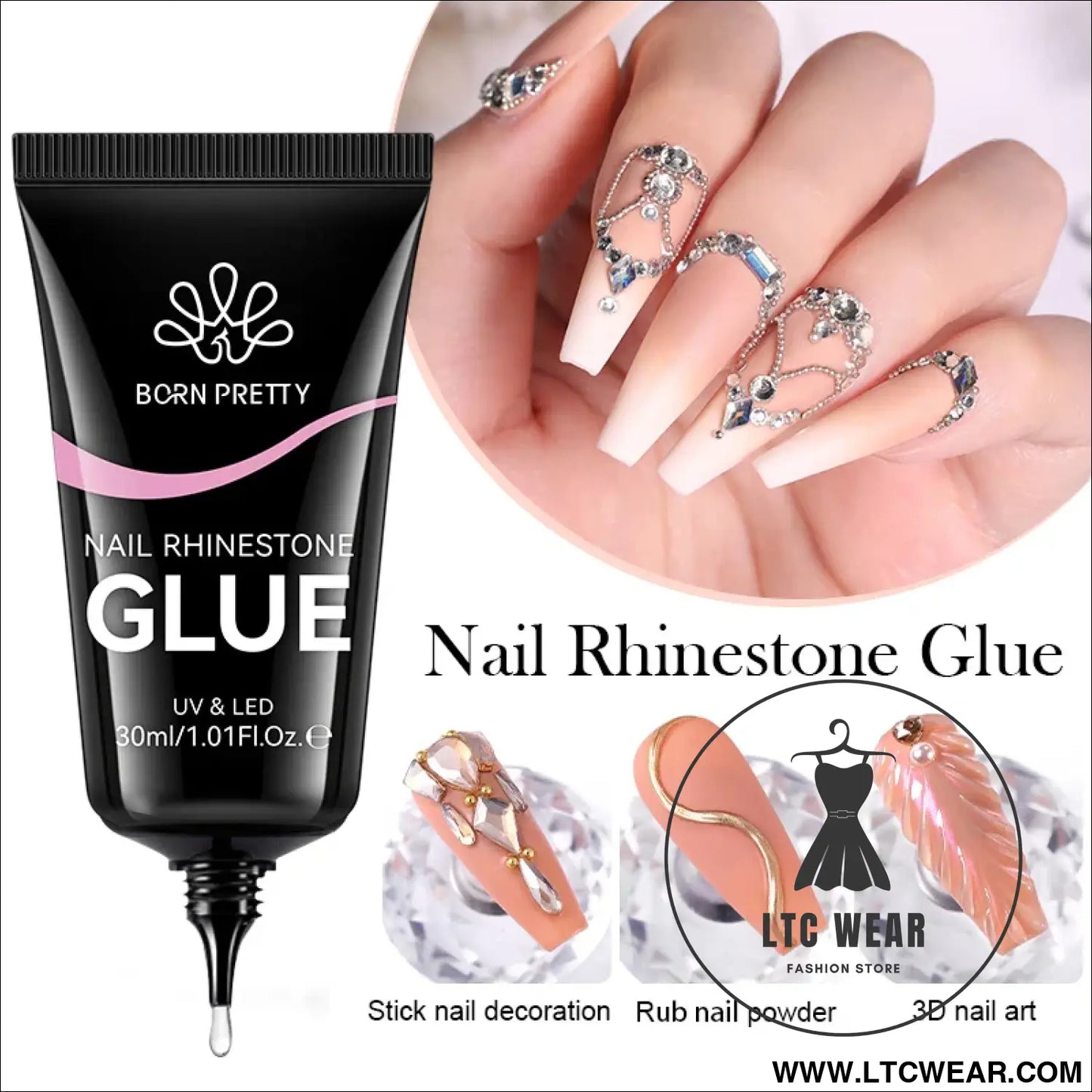 30ml Rhinestone Glue Gel: Elevate Your Nail Art Game - L.T.C Wear Online Fashion Store