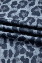 Gray Wild Leopard Print Frilled Detail Drawstring Wide Leg Pants
